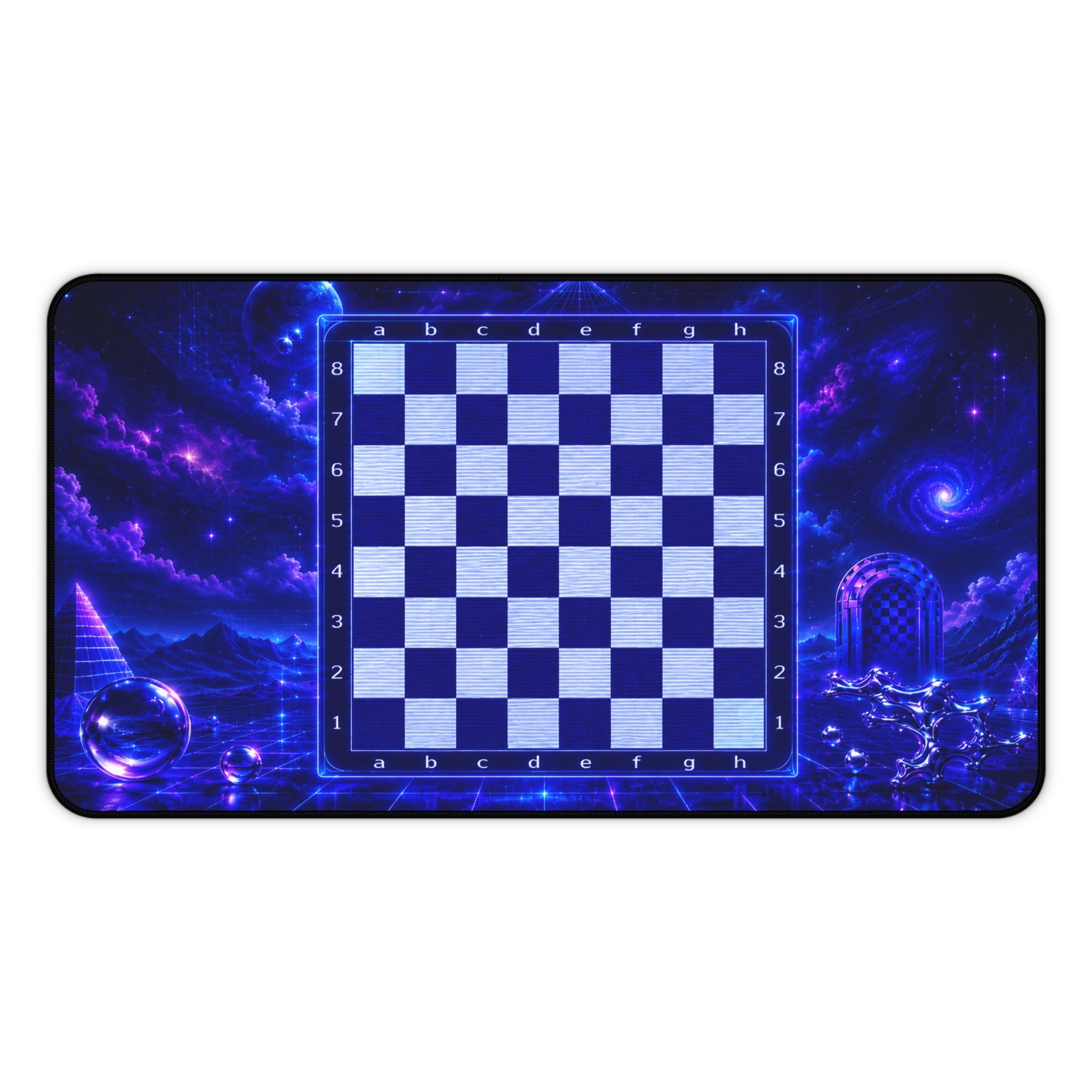 Galactic Chess Board Desk Mat | Blue Space Chessboard Mousepad
