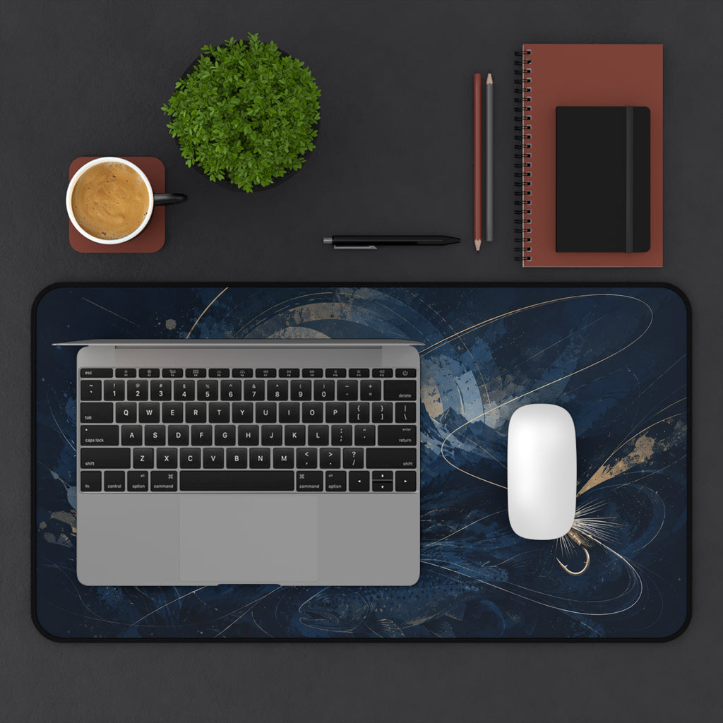 Fly Fishing Illustration Desk Mat | Fly Fishing Gift