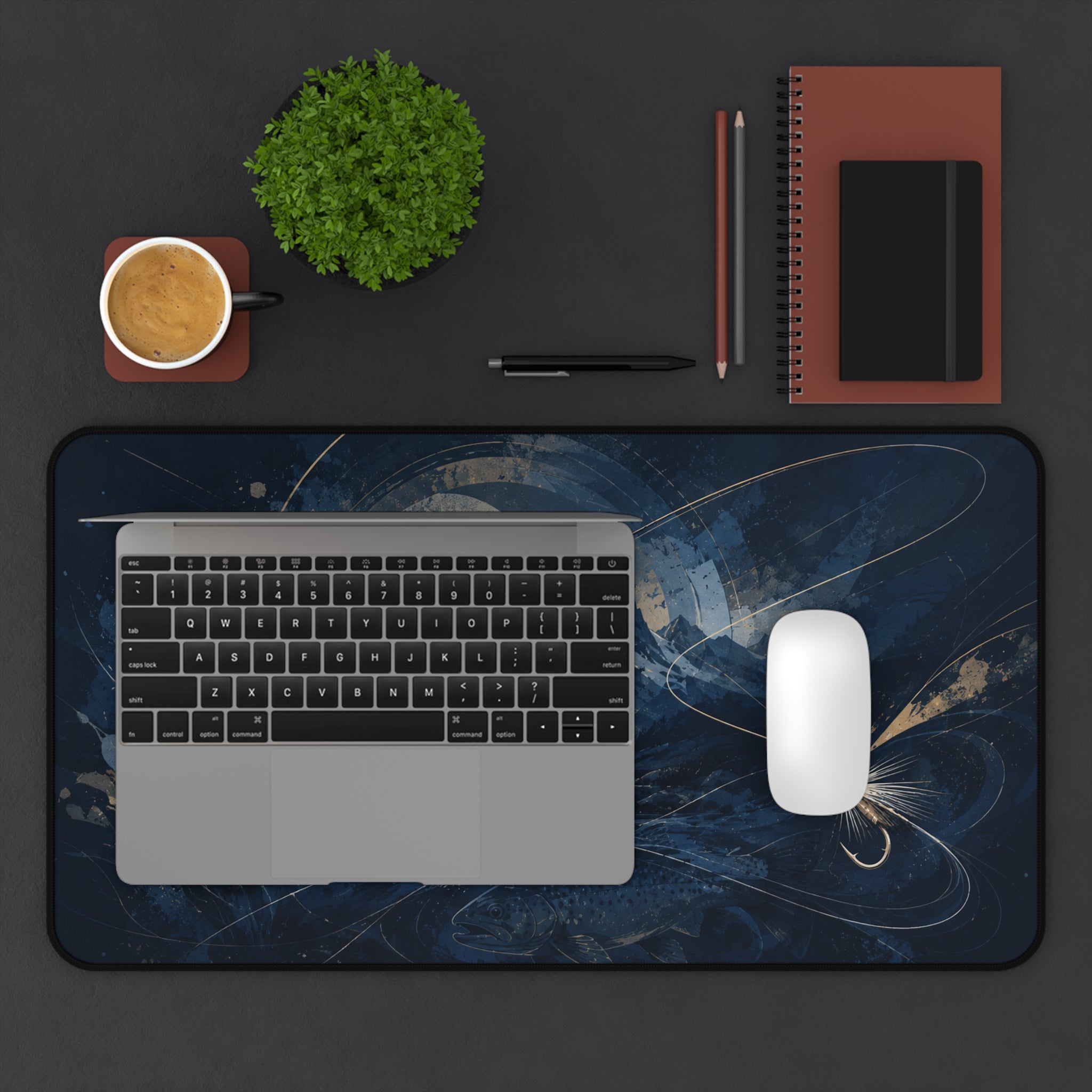 Fly Fishing Illustration Desk Mat | Fly Fishing Gift