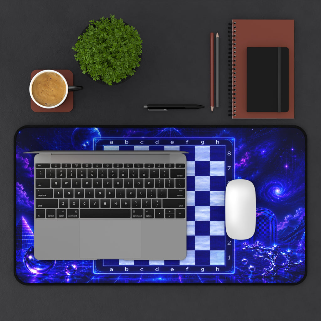 Galactic Chess Board Desk Mat | Blue Space Chessboard Mousepad