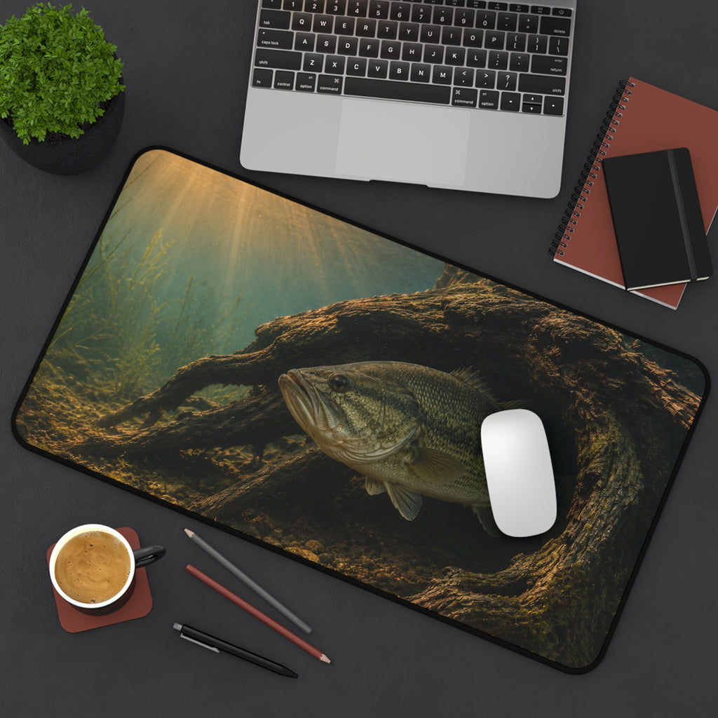 Largemouth Bass Desk Mat, Underwater Fishing Mouse Pad, Bass Fishing Desk Mat, Aquarium Fish Mousepad, Angler Gift