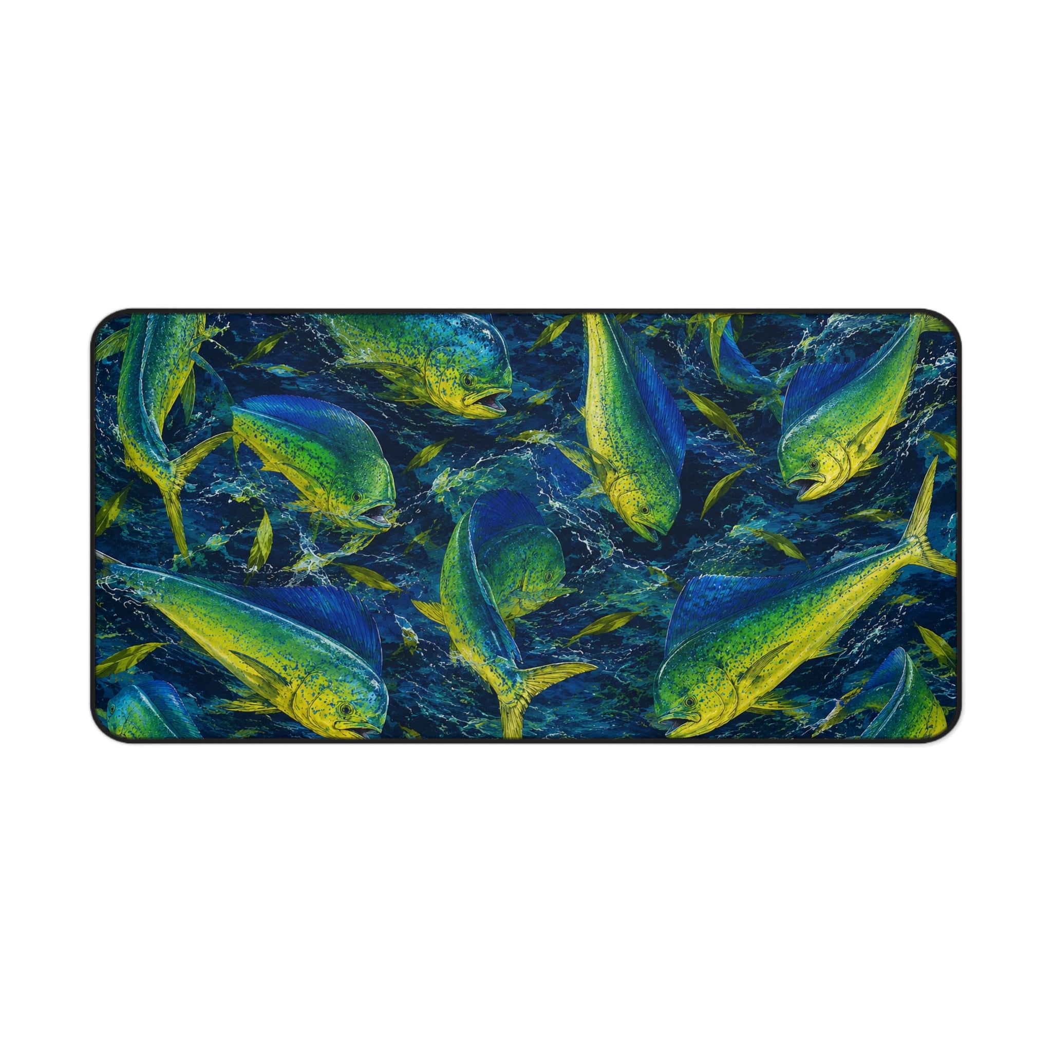 Mahi Mahi Madness Desk Mat — Thick Stitched Edge Gaming Desk Mat with Original Artwork