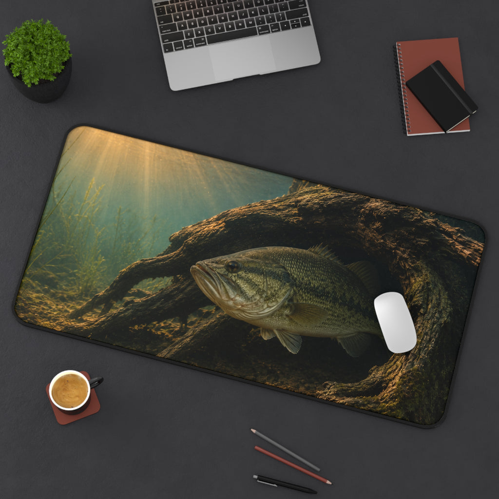 Largemouth Bass Desk Mat, Underwater Fishing Mouse Pad, Bass Fishing Desk Mat, Aquarium Fish Mousepad, Angler Gift