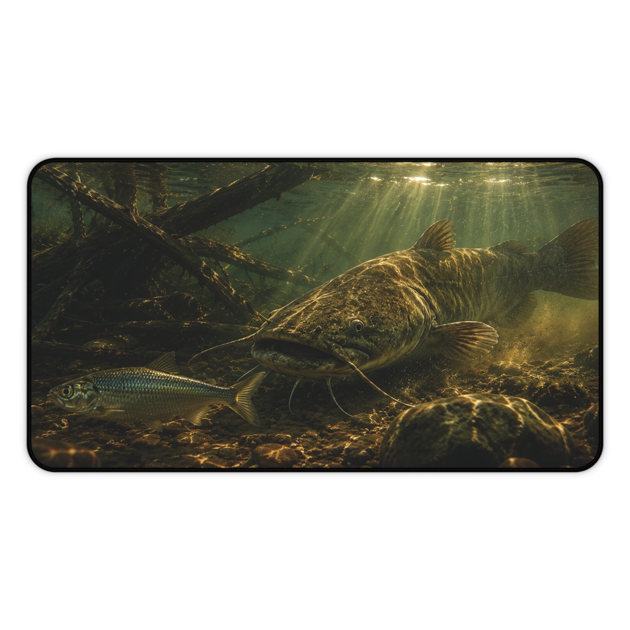Stalking Catfish Desk Mat — Thick Stitched Edge Gaming Desk Mat with Original Artwork