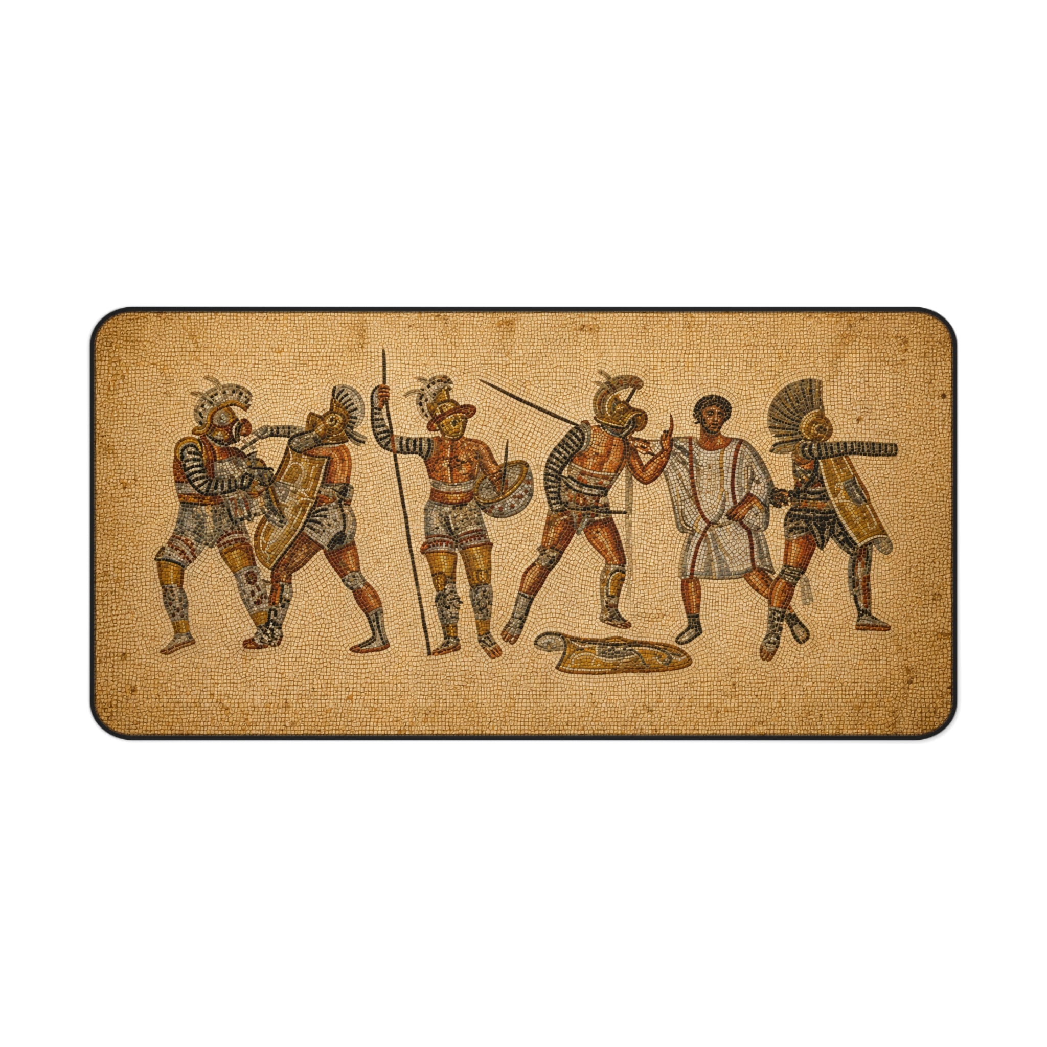 Roman Gladiator Mosaic Desk Mat, Ancient History Mouse Pad, Classical Warrior Gaming Mat, Museum Style Office Decor, History Lover Gift