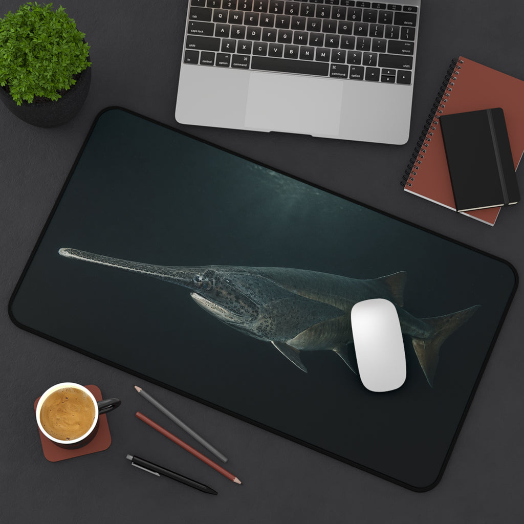 Paddlefish Desk Mat, Spoonbill Fish Mouse Pad, Underwater Fishing Artwork, Ancient River Fish Gaming Mat, Angler Gift
