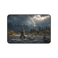 Fly Fishing Desk Mat, Fly Fisherman Gift, Mountain River Mouse Pad, Trout Angler Gaming Mat, Rainbow Fishing Office Decor
