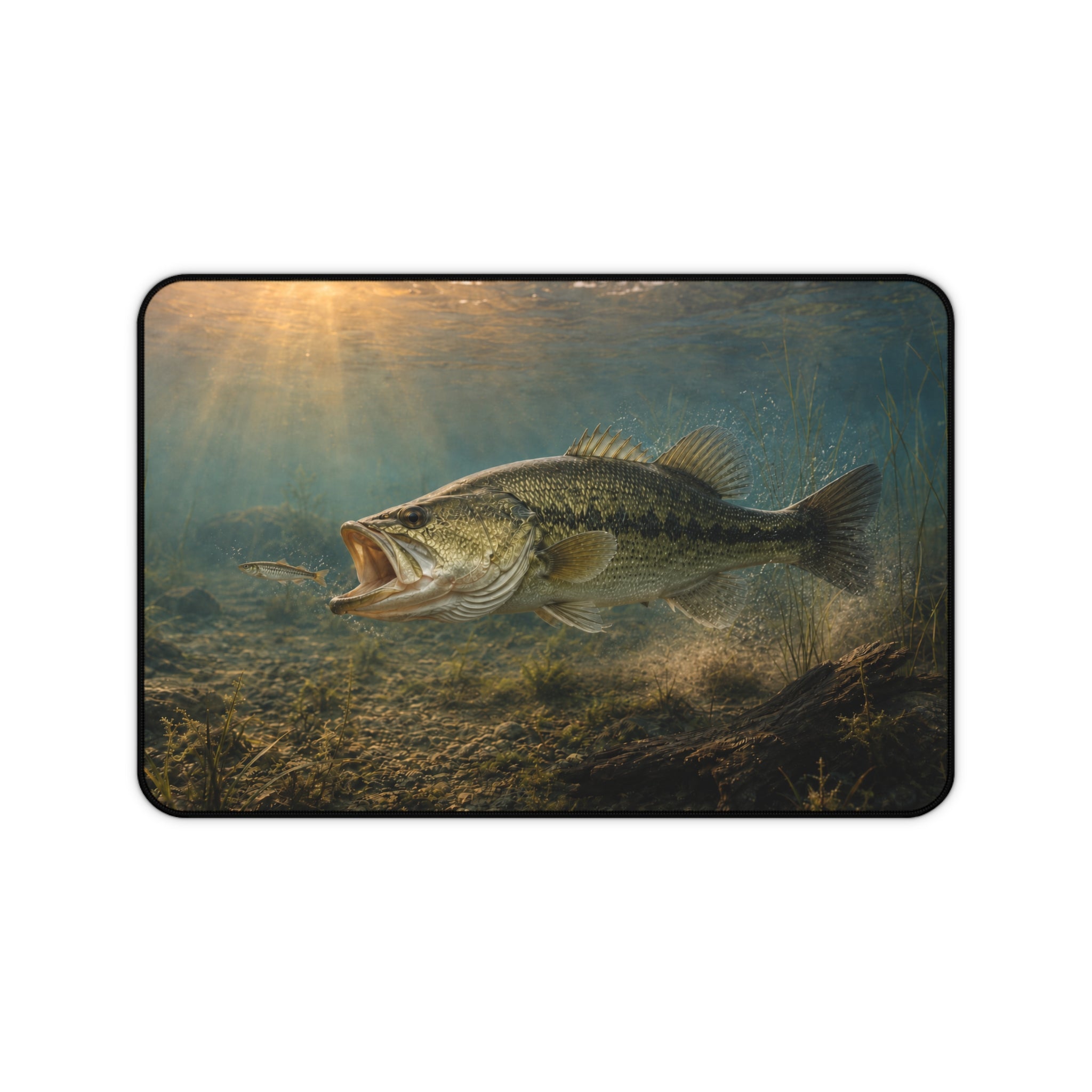 Largemouth Bass Underwater Scene Desk Mat | Fishing Lake Angler Mousepad