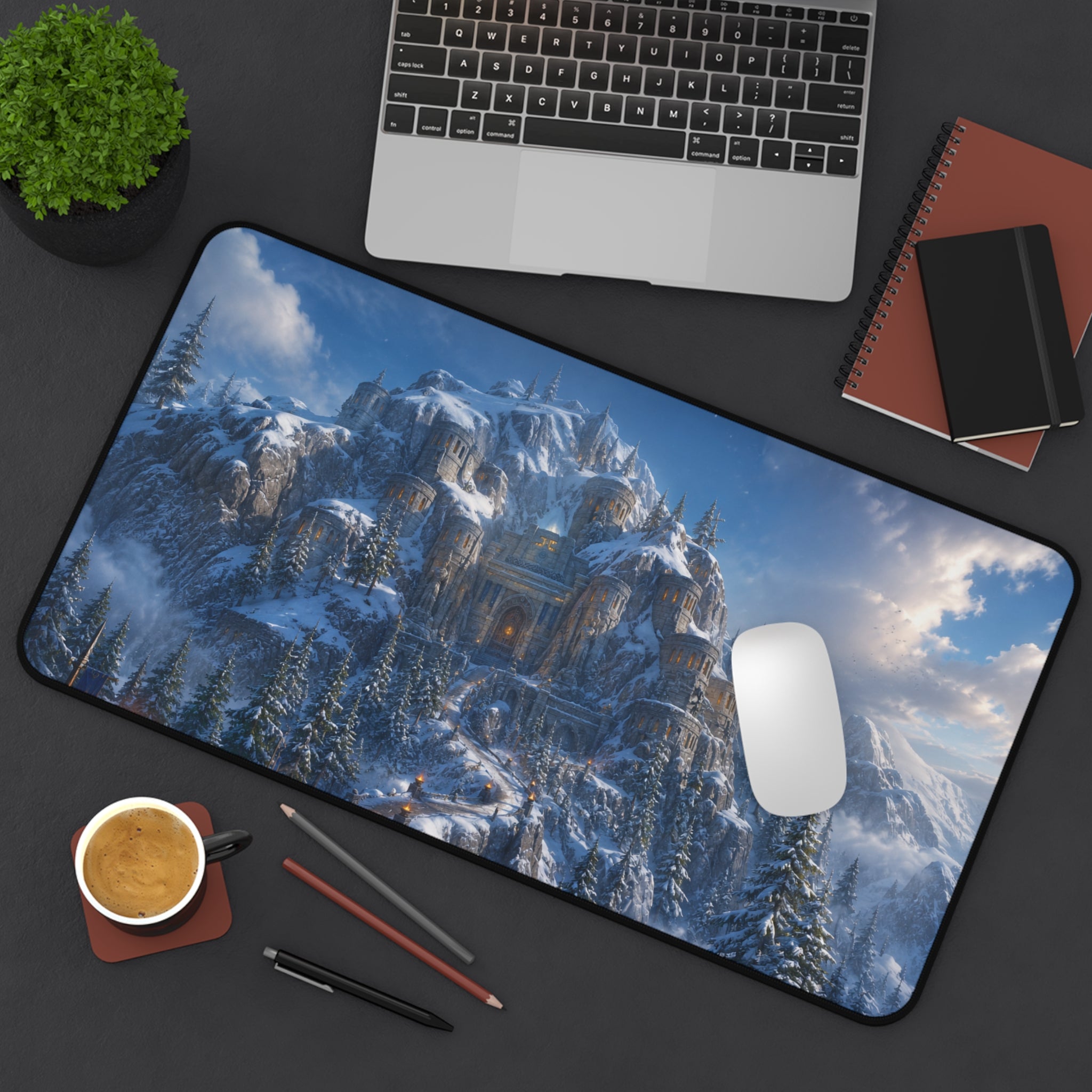 Ironforge Desk Mat, Dwarven City Mouse Pad, Snowy Mountain Fortress Gaming Mat, MMORPG Desk Decor, RPG Gamer Gift, World of Warcraft