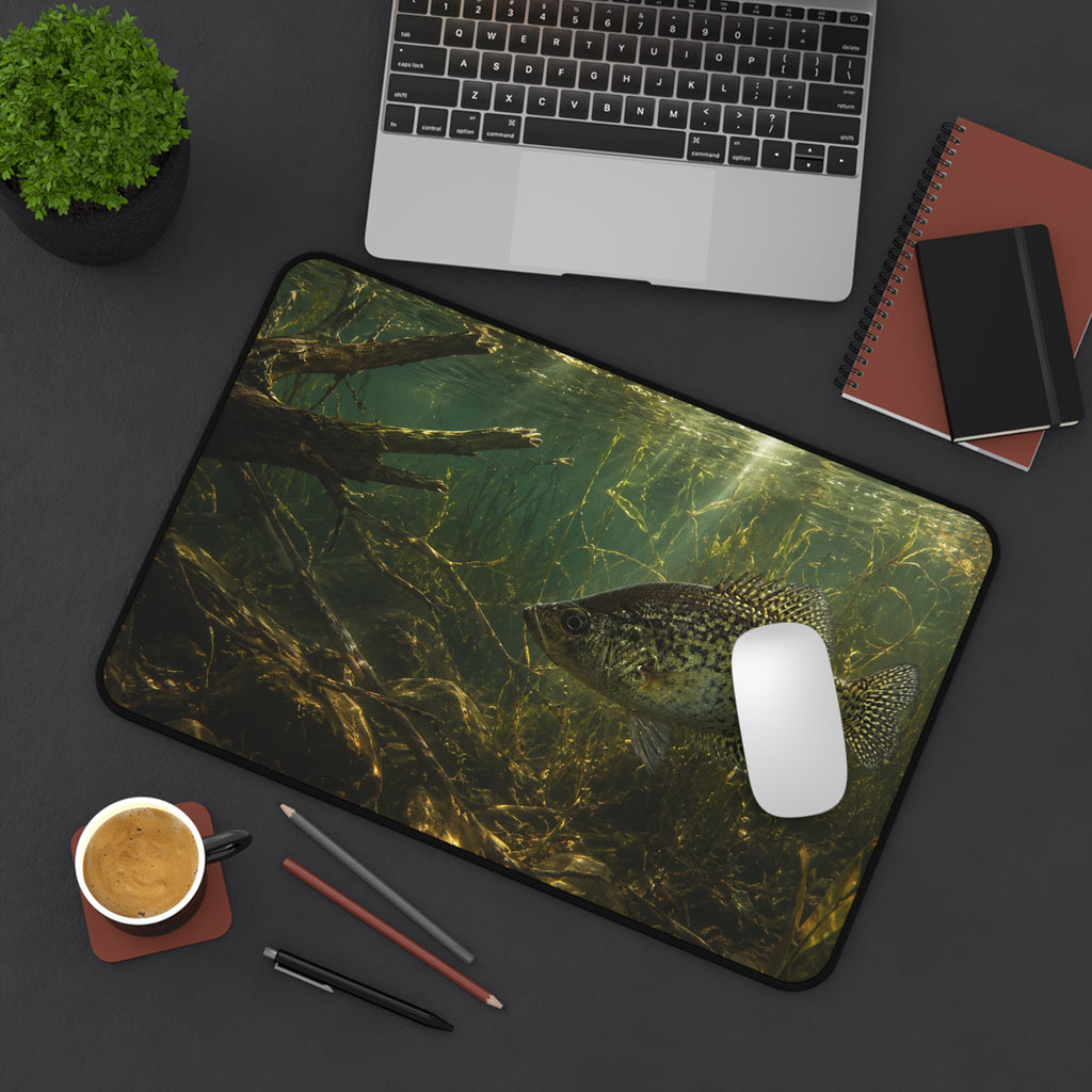 Crappie Season Desk Mat — Thick Stitched Edge Gaming Desk Mat with Original Artwork