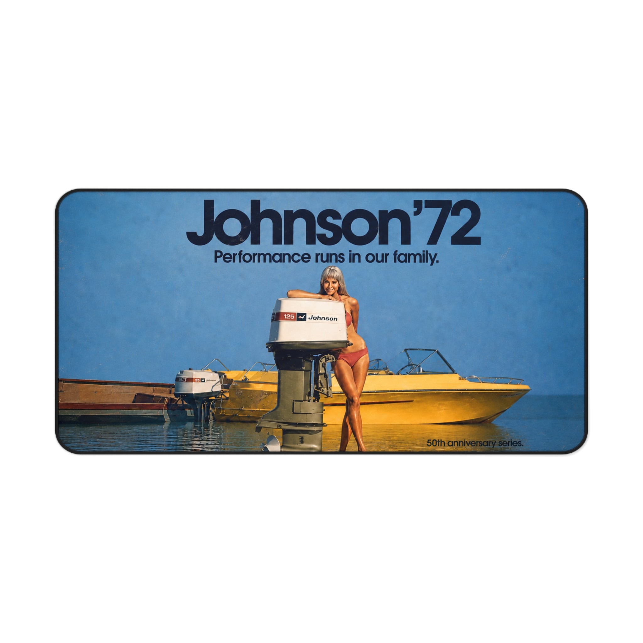 Johnson 72 Desk Mat, Vintage Outboard Motor Mouse Pad, Retro Boating Advertisement, Lake House Office Decor, Boater Gift