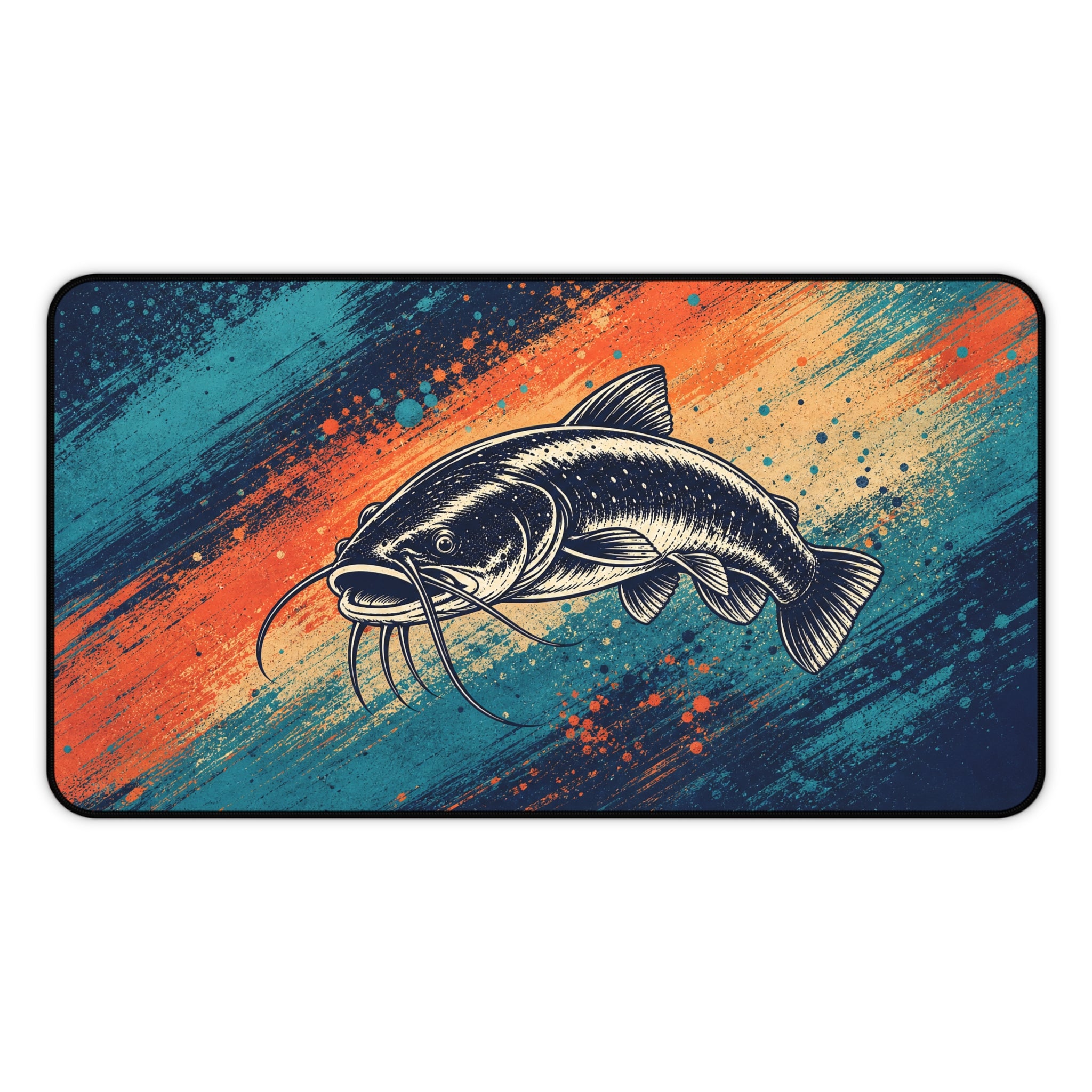 Catfish Chaos Desk Mat, Fishing Mouse Pad, Colorful Catfish Art Desk Pad, Angler Gift, Outdoor Office Decor, Oversized Gaming Mat