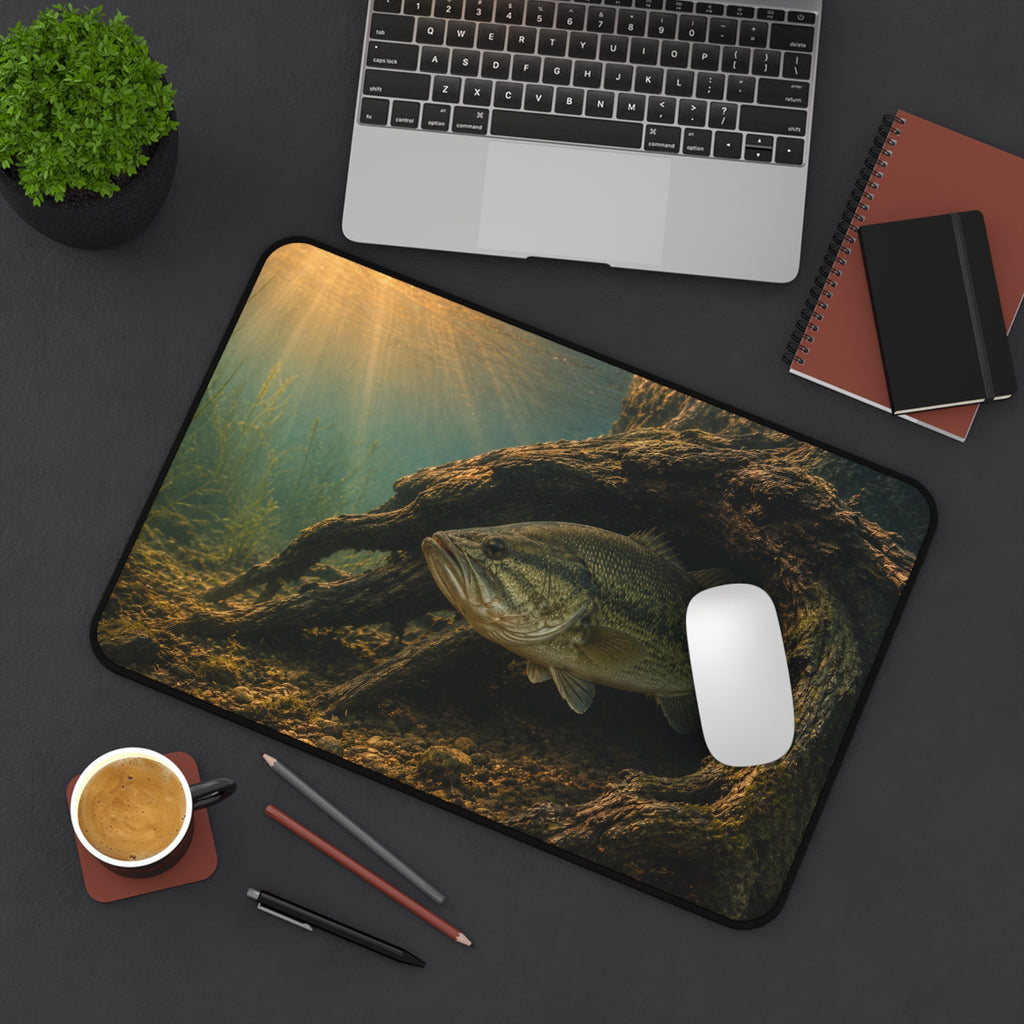 Largemouth Bass Desk Mat, Underwater Fishing Mouse Pad, Bass Fishing Desk Mat, Aquarium Fish Mousepad, Angler Gift