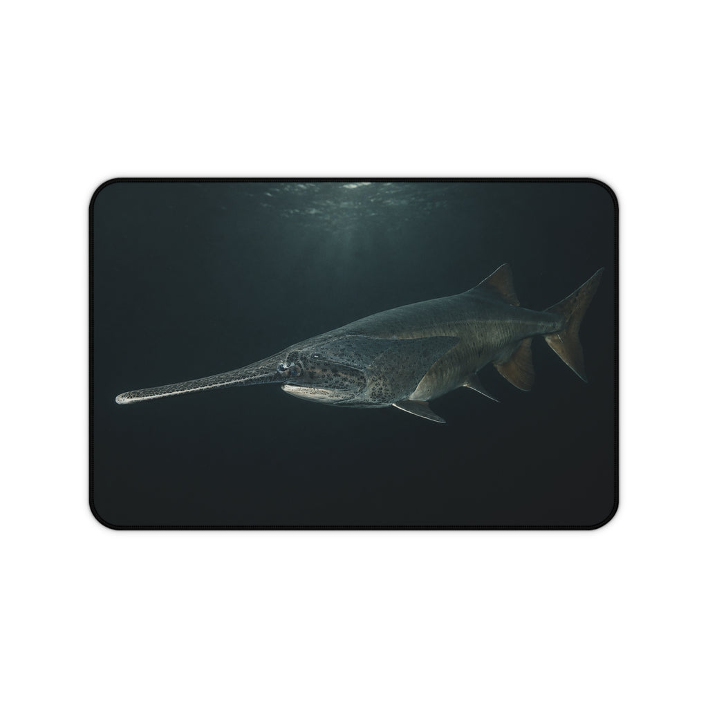 Paddlefish Desk Mat, Spoonbill Fish Mouse Pad, Underwater Fishing Artwork, Ancient River Fish Gaming Mat, Angler Gift