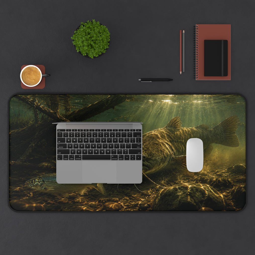 Stalking Catfish Desk Mat — Thick Stitched Edge Gaming Desk Mat with Original Artwork