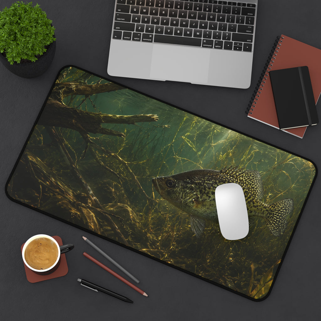 Crappie Season Desk Mat — Thick Stitched Edge Gaming Desk Mat with Original Artwork