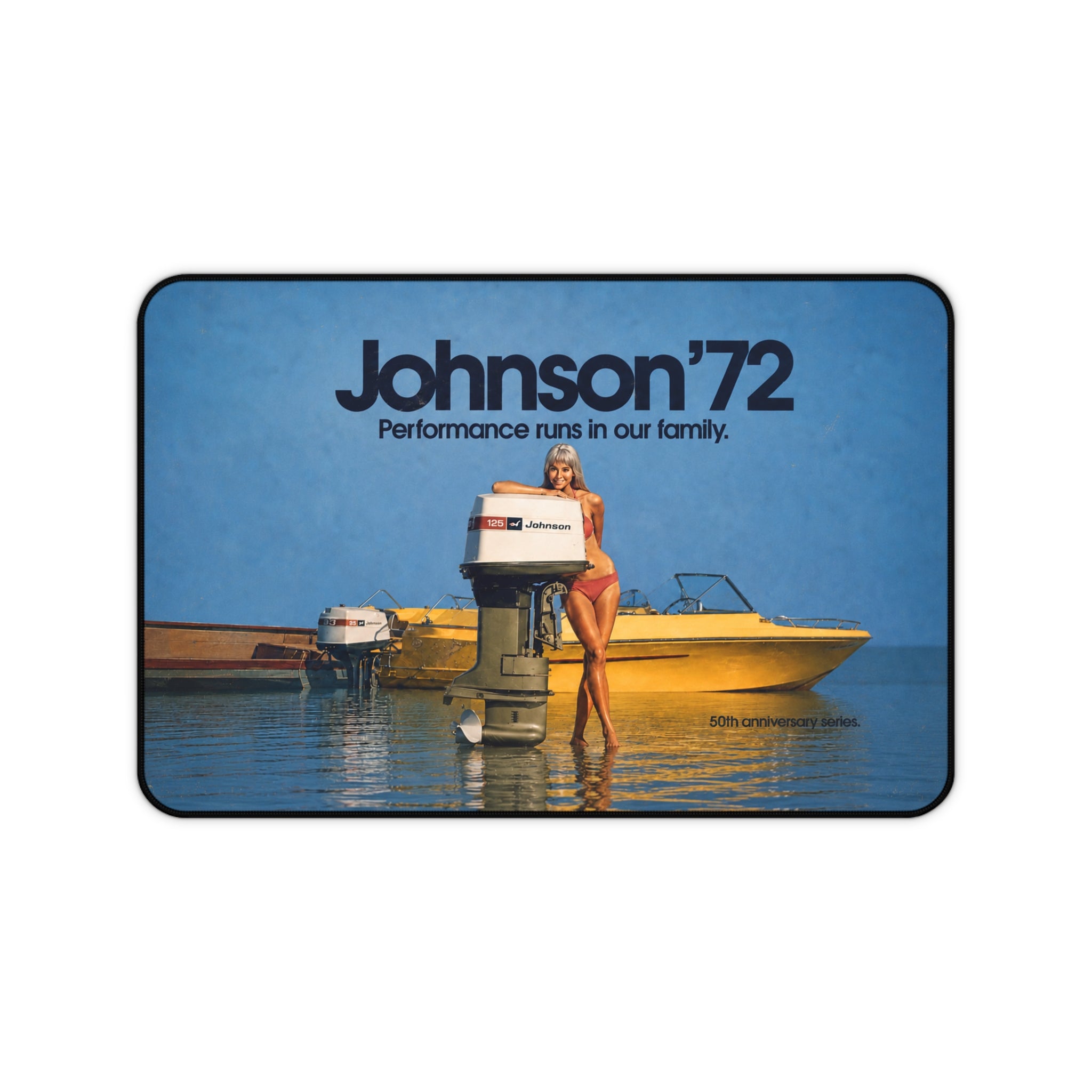 Johnson 72 Desk Mat, Vintage Outboard Motor Mouse Pad, Retro Boating Advertisement, Lake House Office Decor, Boater Gift