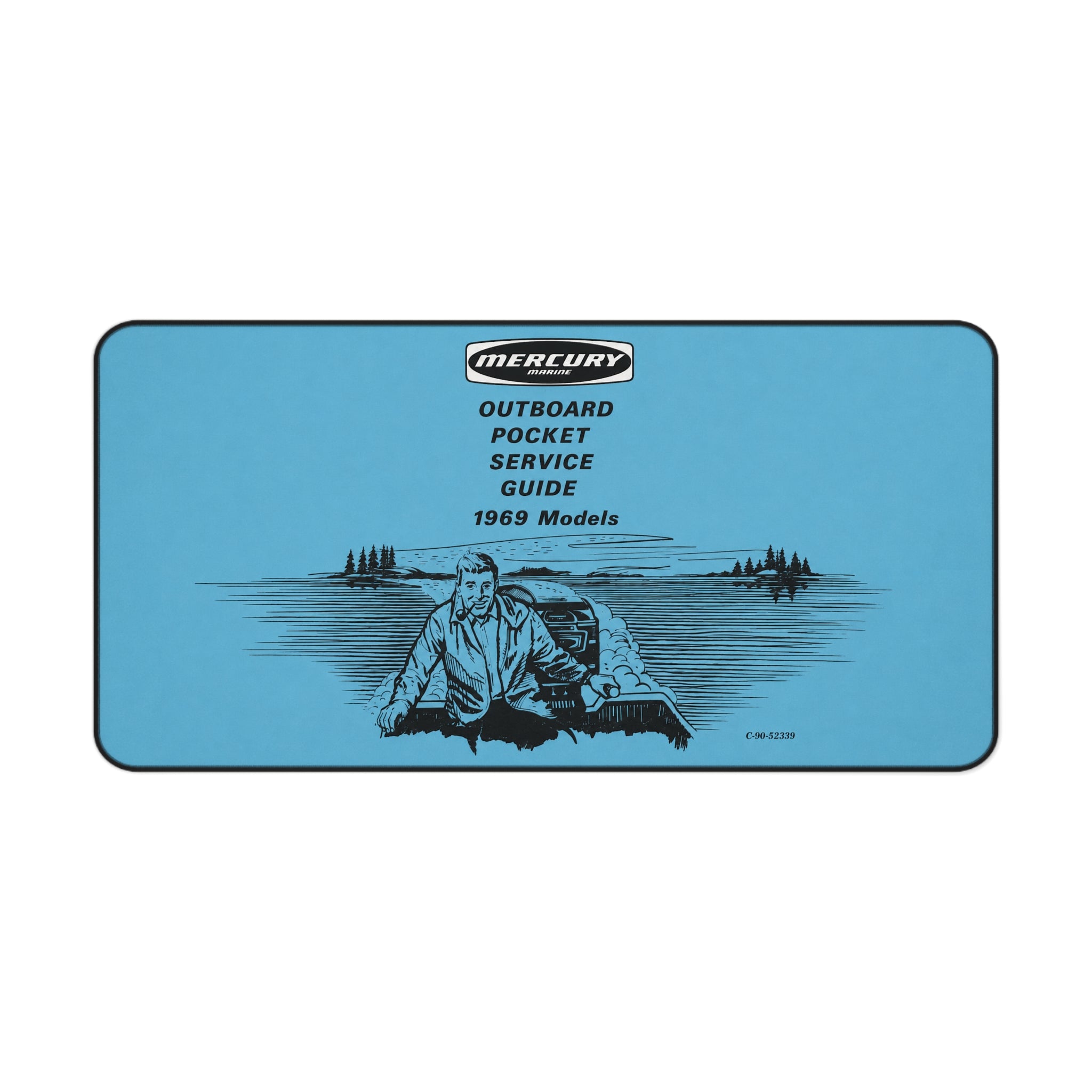 Mercury Outboard Pocket Service Guide 1969 Desk Mat | Vintage Boat Illustration