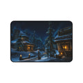Snowy Village Night Desk Mat | Winter Cottage Landscape