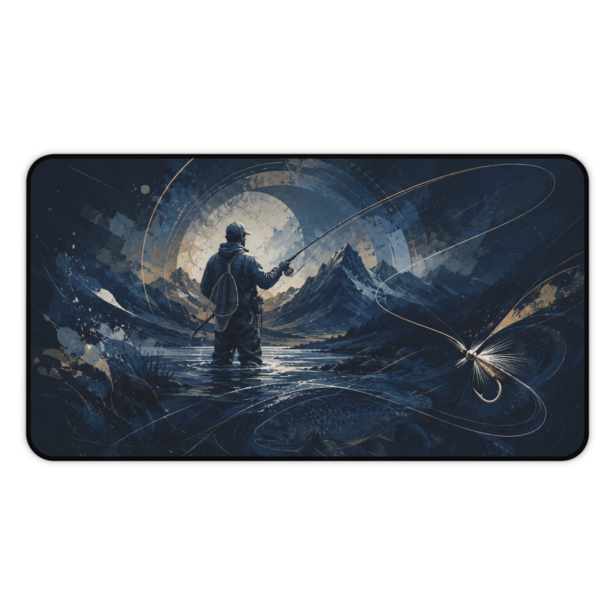 Fly Fishing Illustration Desk Mat | Fly Fishing Gift