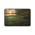 Underwater Lake Fish Scene Desk Mat | Sunset Shoreline, Crappie and Bass