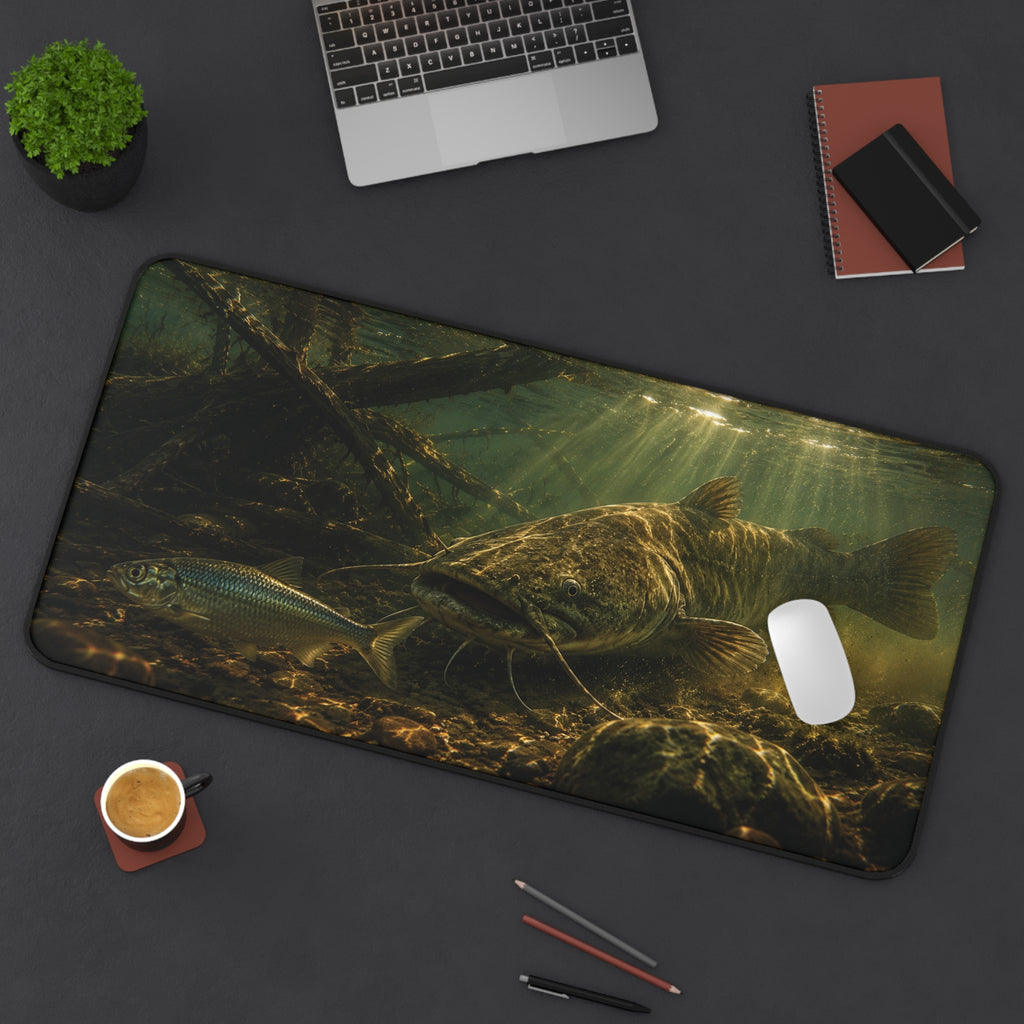 Stalking Catfish Desk Mat — Thick Stitched Edge Gaming Desk Mat with Original Artwork