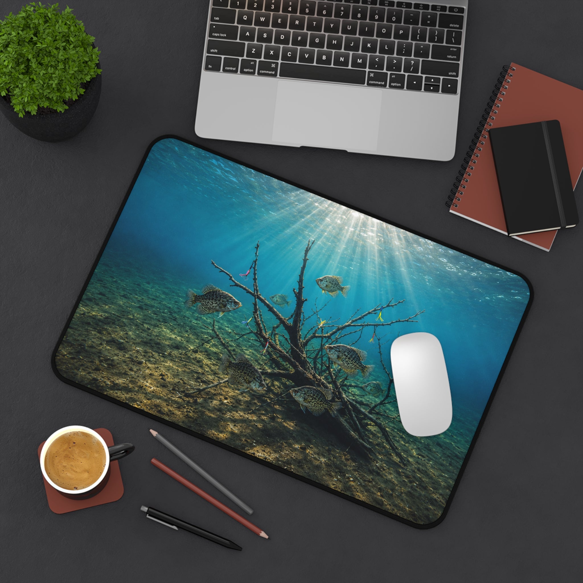Underwater Sunbeams with Fish Desk Mat | Ocean Scene