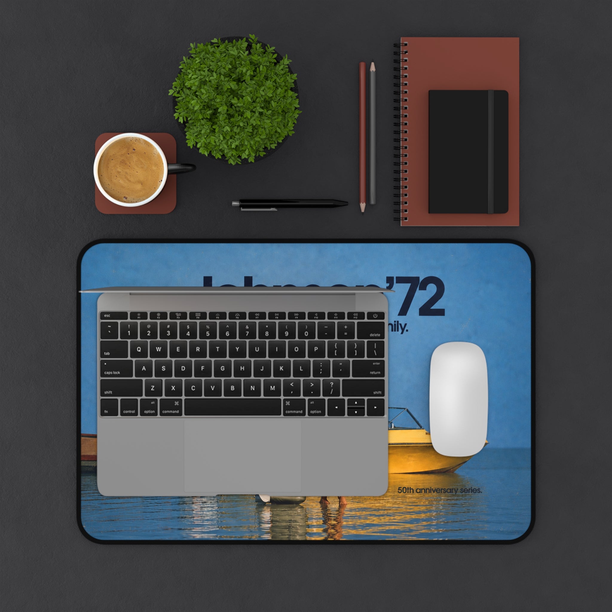 Johnson 72 Desk Mat, Vintage Outboard Motor Mouse Pad, Retro Boating Advertisement, Lake House Office Decor, Boater Gift