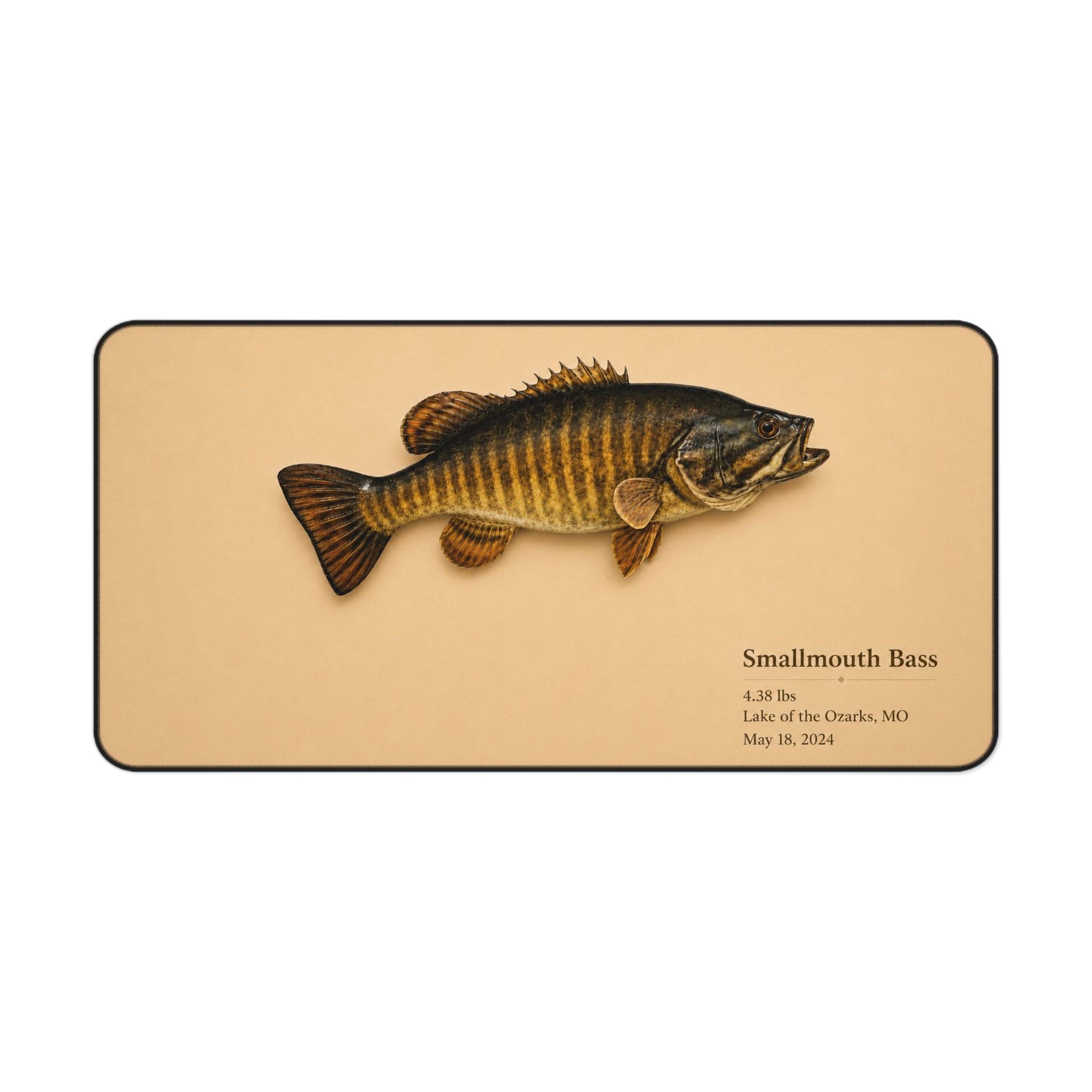 Smallmouth Bass Illustration Desk Mat | Fishing Artwork Mouse Pad