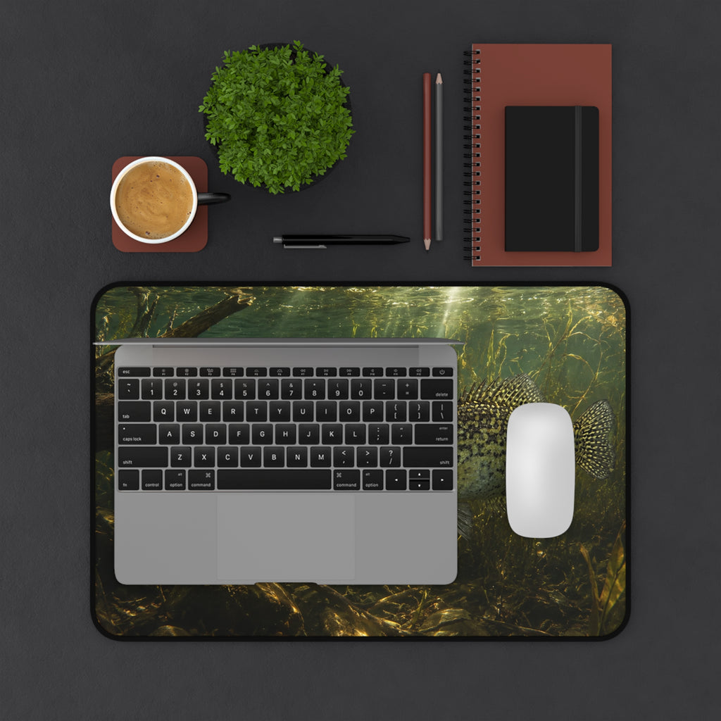 Crappie Season Desk Mat — Thick Stitched Edge Gaming Desk Mat with Original Artwork